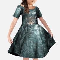 Spirit Guide Wolf Family Matching Tank Maxi Dress and Hawaiian Shirt with Forest Background Tribal Paw Print with Nature Symbols Native American - Wonder Print Shop