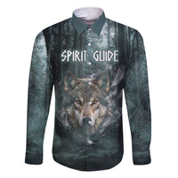 Spirit Guide Wolf Family Matching Tank Maxi Dress and Hawaiian Shirt with Forest Background Tribal Paw Print with Nature Symbols Native American - Wonder Print Shop