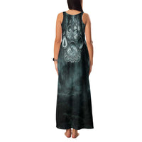 Spirit Guide Wolf Family Matching Tank Maxi Dress and Hawaiian Shirt with Forest Background Tribal Paw Print with Nature Symbols Native American - Wonder Print Shop