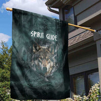 Spirit Guide Wolf Garden Flag with Forest Background Tribal Paw Print with Nature Symbols Native American - Wonder Print Shop