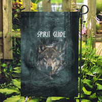 Spirit Guide Wolf Garden Flag with Forest Background Tribal Paw Print with Nature Symbols Native American - Wonder Print Shop