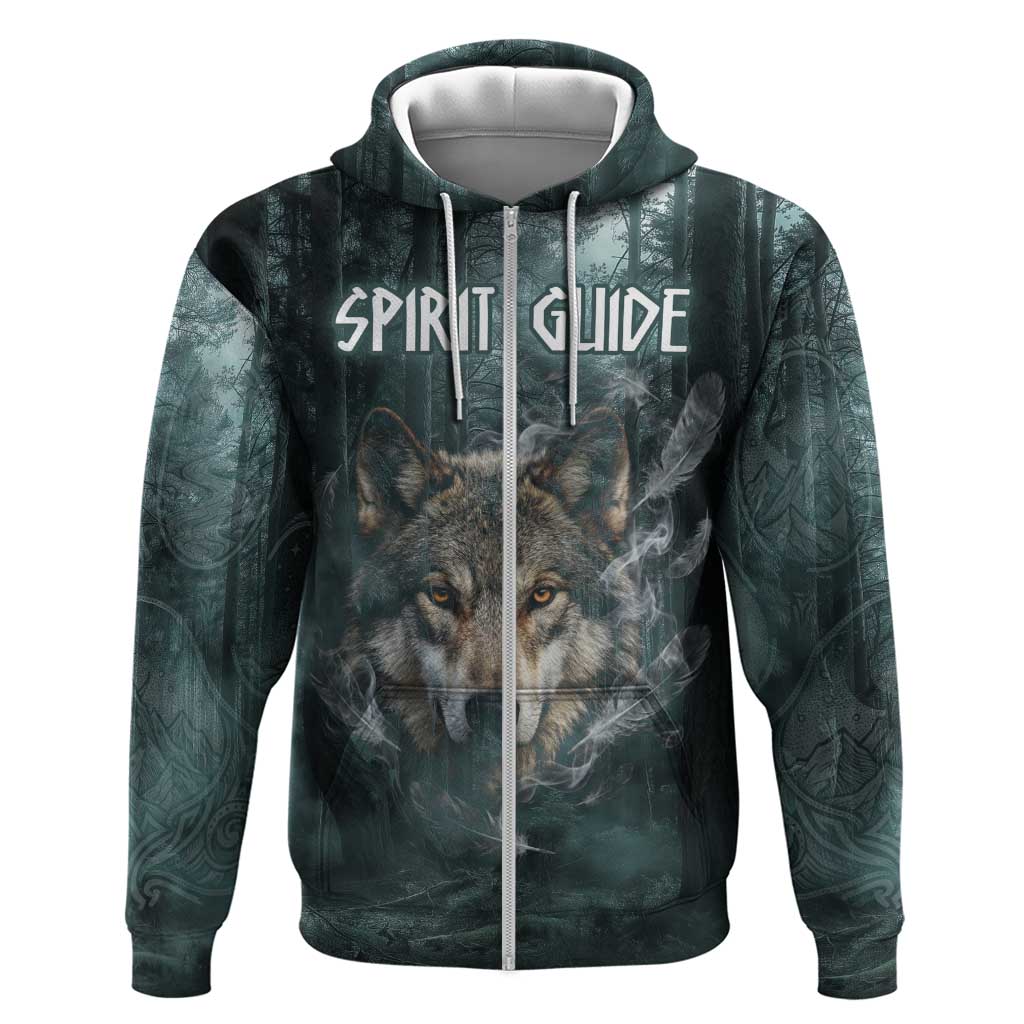 Spirit Guide Wolf Hoodie with Forest Background Tribal Paw Print with Nature Symbols Native American - Wonder Print Shop