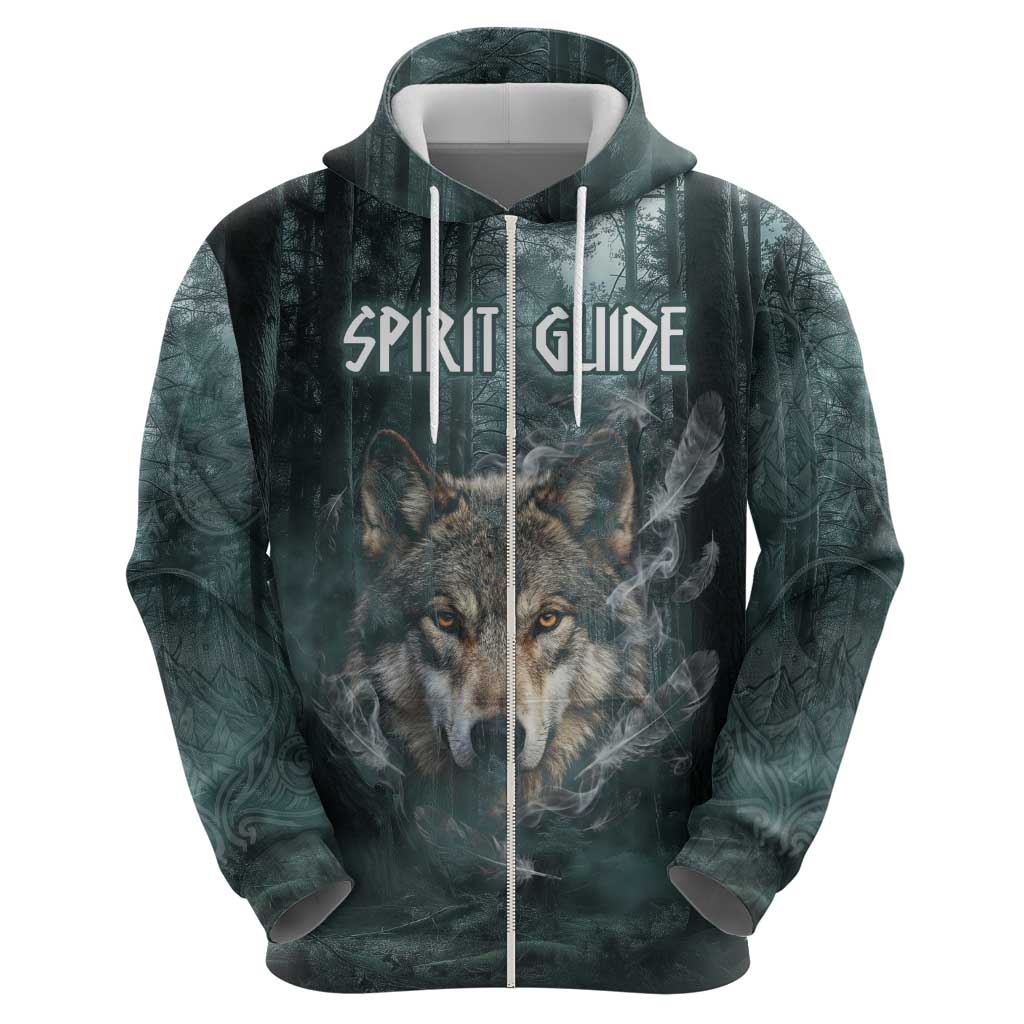 Spirit Guide Wolf Hoodie with Forest Background Tribal Paw Print with Nature Symbols Native American - Wonder Print Shop