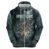Spirit Guide Wolf Hoodie with Forest Background Tribal Paw Print with Nature Symbols Native American - Wonder Print Shop