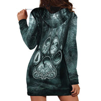 Spirit Guide Wolf Hoodie Dress with Forest Background Tribal Paw Print with Nature Symbols Native American - Wonder Print Shop
