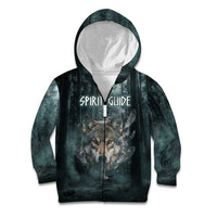 Spirit Guide Wolf Kid Hoodie with Forest Background Tribal Paw Print with Nature Symbols Native American - Wonder Print Shop