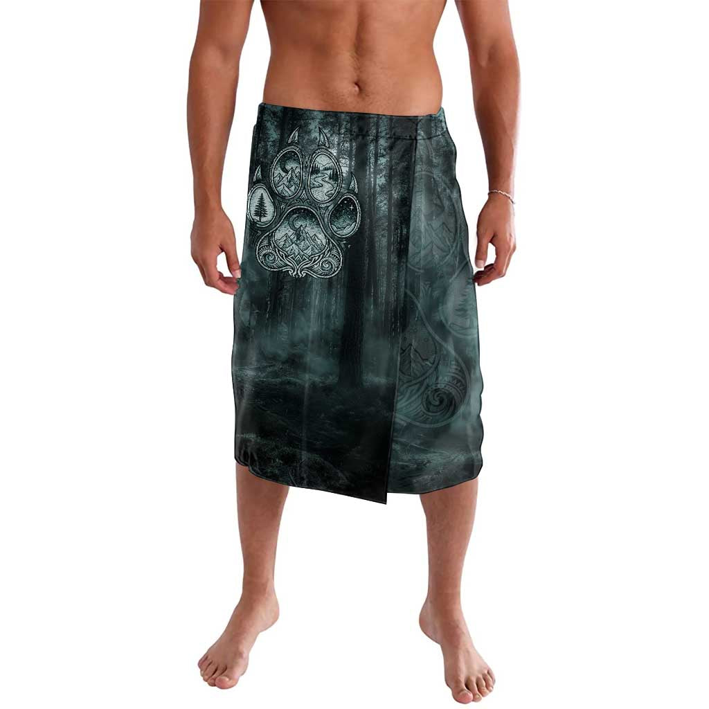 Spirit Guide Wolf Lavalava with Forest Background Tribal Paw Print with Nature Symbols Native American - Wonder Print Shop