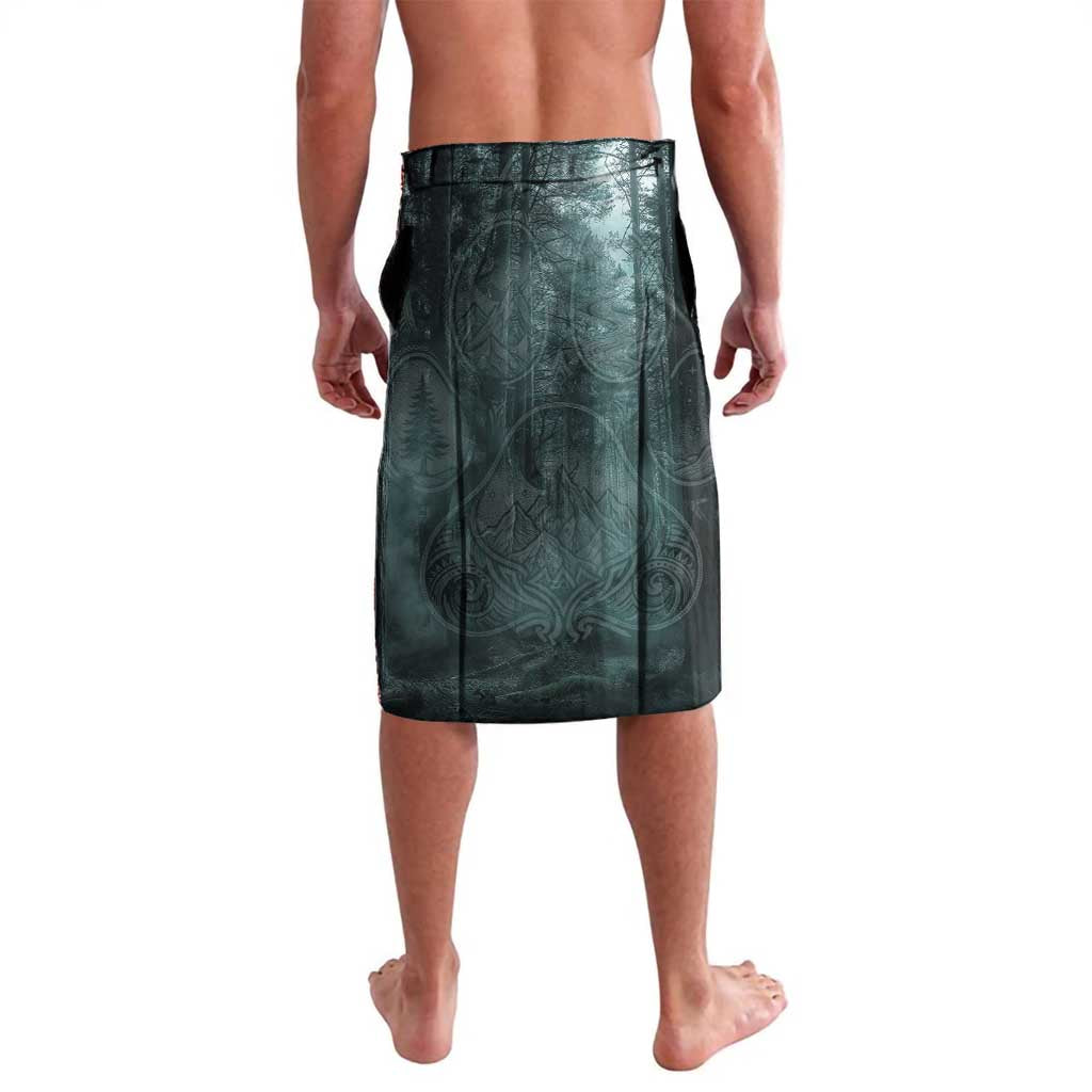 Spirit Guide Wolf Lavalava with Forest Background Tribal Paw Print with Nature Symbols Native American - Wonder Print Shop