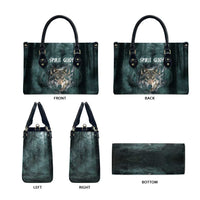 Spirit Guide Wolf Leather Bag with Forest Background Tribal Paw Print with Nature Symbols Native American - Wonder Print Shop