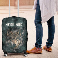 Spirit Guide Wolf Luggage Cover with Forest Background Tribal Paw Print with Nature Symbols Native American - Wonder Print Shop
