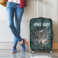Spirit Guide Wolf Luggage Cover with Forest Background Tribal Paw Print with Nature Symbols Native American - Wonder Print Shop