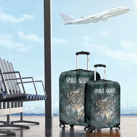 Spirit Guide Wolf Luggage Cover with Forest Background Tribal Paw Print with Nature Symbols Native American - Wonder Print Shop