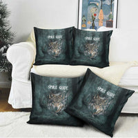 Spirit Guide Wolf Pillow Cover with Forest Background Tribal Paw Print with Nature Symbols Native American - Wonder Print Shop