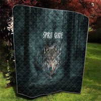 Spirit Guide Wolf Quilt with Forest Background Tribal Paw Print with Nature Symbols Native American - Wonder Print Shop