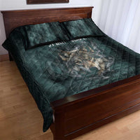 Spirit Guide Wolf Quilt Bed Set with Forest Background Tribal Paw Print with Nature Symbols Native American - Wonder Print Shop