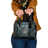 Spirit Guide Wolf Shoulder Handbag with Forest Background Tribal Paw Print with Nature Symbols Native American - Wonder Print Shop