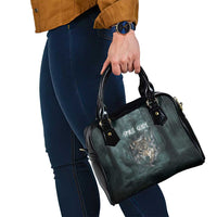 Spirit Guide Wolf Shoulder Handbag with Forest Background Tribal Paw Print with Nature Symbols Native American - Wonder Print Shop