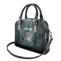 Spirit Guide Wolf Shoulder Handbag with Forest Background Tribal Paw Print with Nature Symbols Native American - Wonder Print Shop