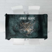 Spirit Guide Wolf Tablecloth with Forest Background Tribal Paw Print with Nature Symbols Native American - Wonder Print Shop