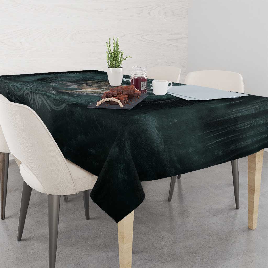 Spirit Guide Wolf Tablecloth with Forest Background Tribal Paw Print with Nature Symbols Native American - Wonder Print Shop