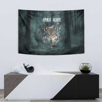 Spirit Guide Wolf Tapestry with Forest Background Tribal Paw Print with Nature Symbols Native American - Wonder Print Shop