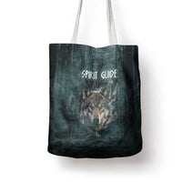 Spirit Guide Wolf Tote Bag with Forest Background Tribal Paw Print with Nature Symbols Native American - Wonder Print Shop