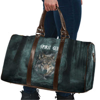 Spirit Guide Wolf Travel Bag with Forest Background Tribal Paw Print with Nature Symbols Native American - Wonder Print Shop