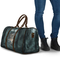 Spirit Guide Wolf Travel Bag with Forest Background Tribal Paw Print with Nature Symbols Native American - Wonder Print Shop