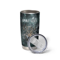 Spirit Guide Wolf Tumbler Cup with Forest Background Tribal Paw Print with Nature Symbols Native American - Wonder Print Shop