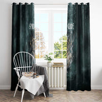 Spirit Guide Wolf Window Curtain with Forest Background Tribal Paw Print with Nature Symbols Native American - Wonder Print Shop