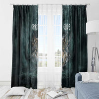 Spirit Guide Wolf Window Curtain with Forest Background Tribal Paw Print with Nature Symbols Native American - Wonder Print Shop
