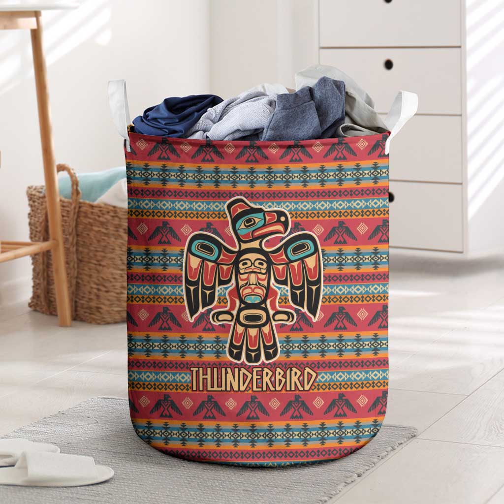 Thunderbird Totem Laundry Basket Native American Geometric Tribal - Pacific Northwest Indigenous Art - Wonder Print Shop