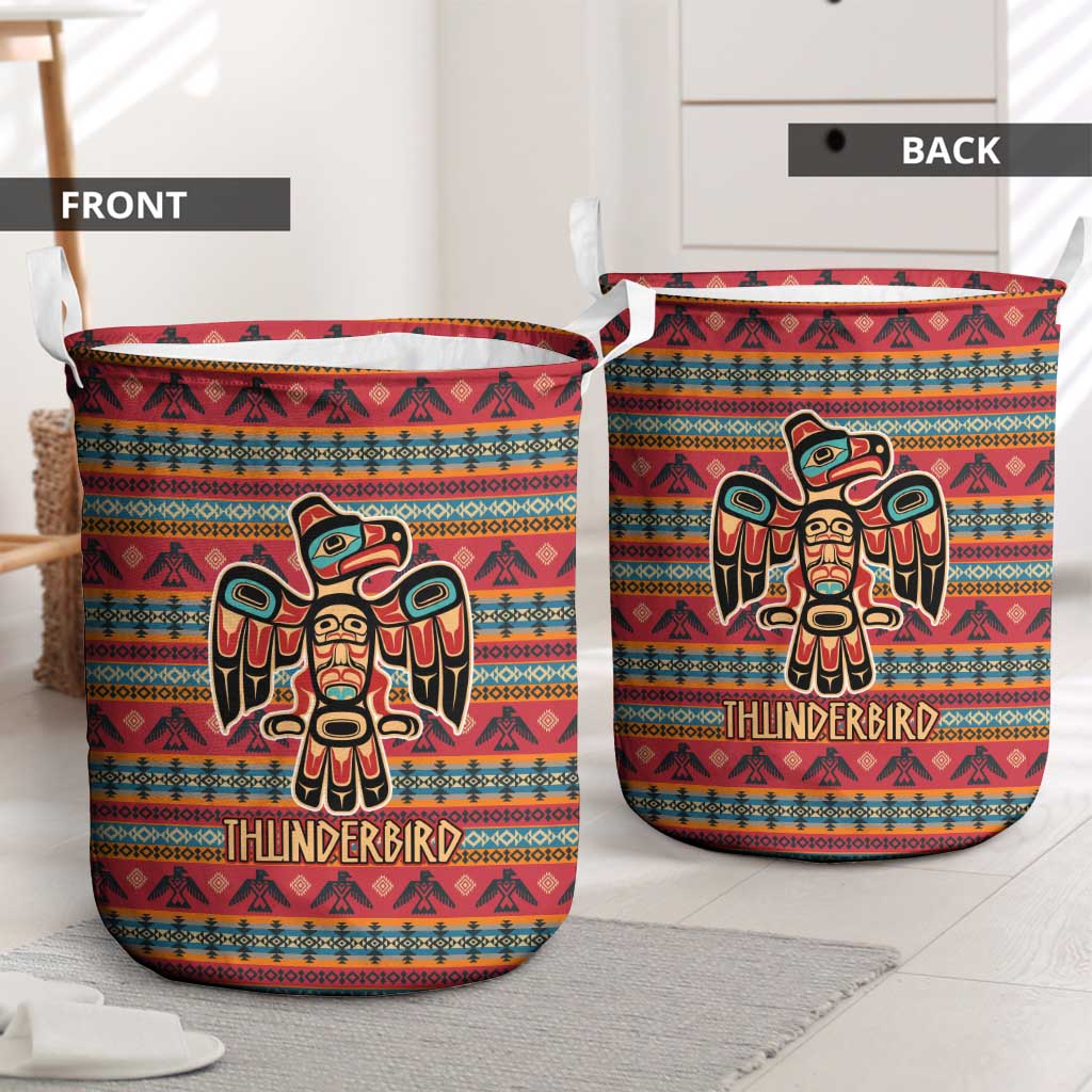 Thunderbird Totem Laundry Basket Native American Geometric Tribal - Pacific Northwest Indigenous Art - Wonder Print Shop