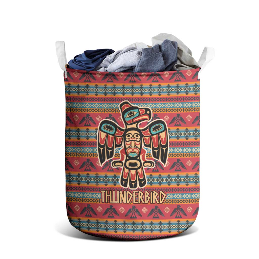 Thunderbird Totem Laundry Basket Native American Geometric Tribal - Pacific Northwest Indigenous Art - Wonder Print Shop
