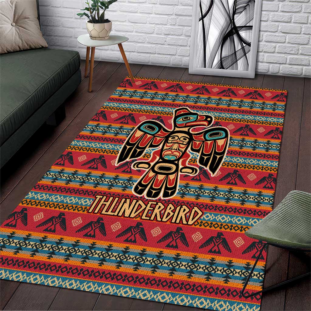 Thunderbird Totem Area Rug Native American Geometric Tribal - Pacific Northwest Indigenous Art - Wonder Print Shop