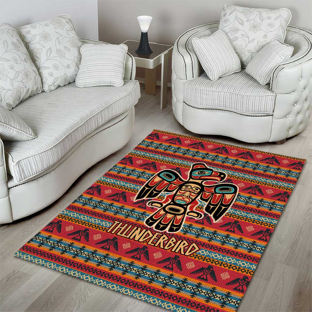 Thunderbird Totem Area Rug Native American Geometric Tribal - Pacific Northwest Indigenous Art - Wonder Print Shop
