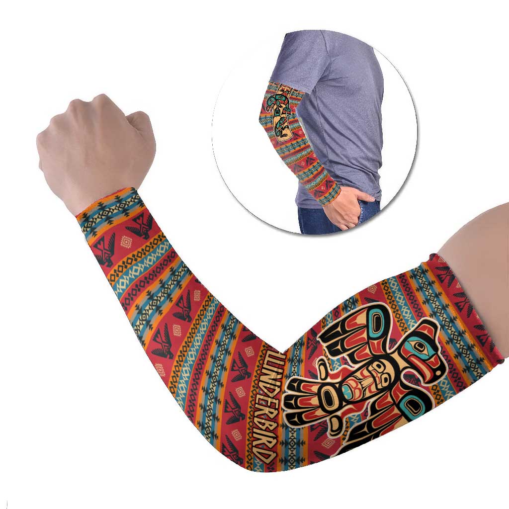 Thunderbird Totem Arm Sleeves Native American Geometric Tribal - Pacific Northwest Indigenous Art - Wonder Print Shop