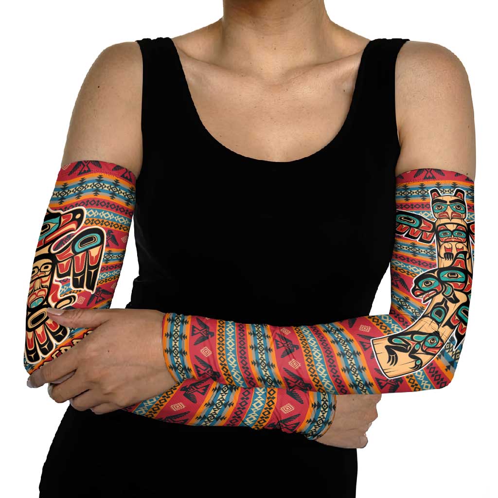 Thunderbird Totem Arm Sleeves Native American Geometric Tribal - Pacific Northwest Indigenous Art - Wonder Print Shop