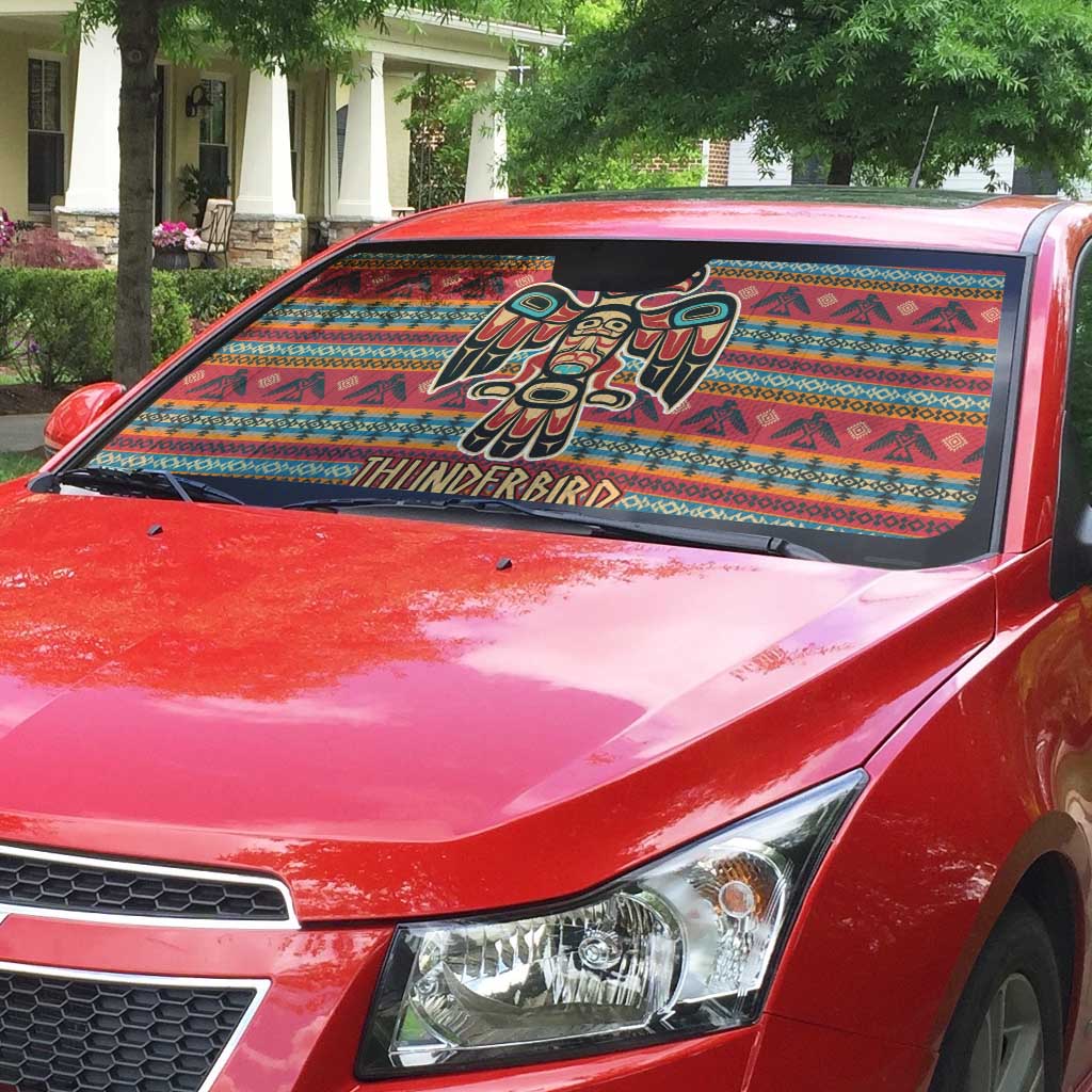 Thunderbird Totem Auto Sun Shade Native American Geometric Tribal - Pacific Northwest Indigenous Art - Wonder Print Shop