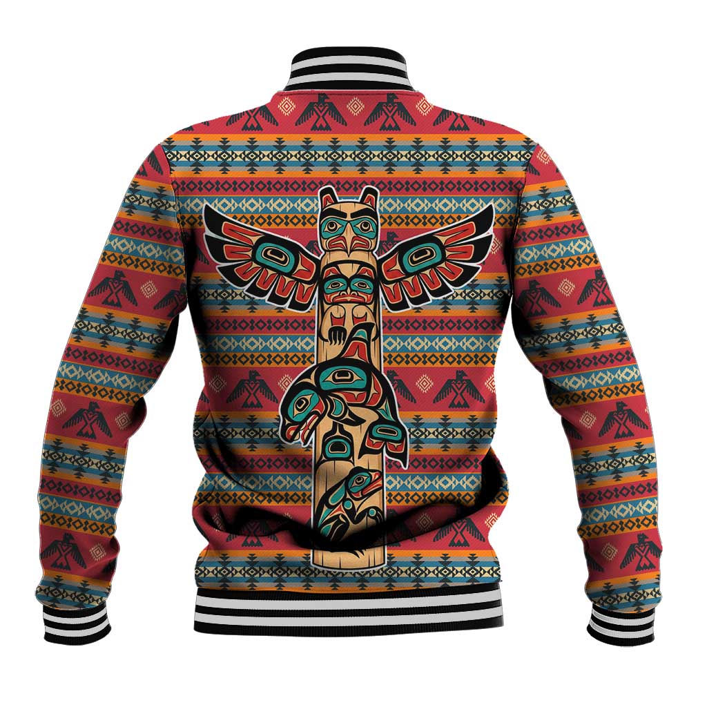 Thunderbird Totem Baseball Jacket Native American Geometric Tribal - Pacific Northwest Indigenous Art - Wonder Print Shop