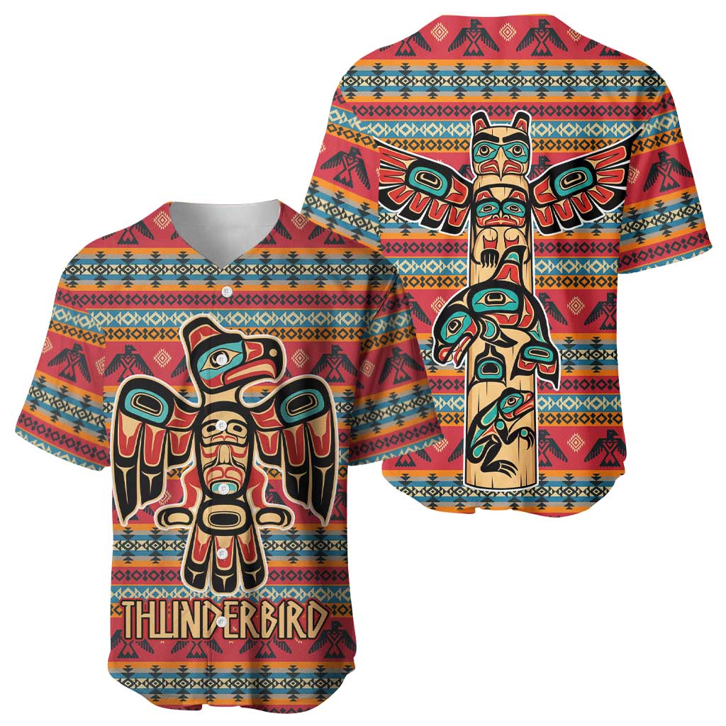 Thunderbird Totem Baseball Jersey Native American Geometric Tribal - Pacific Northwest Indigenous Art - Wonder Print Shop