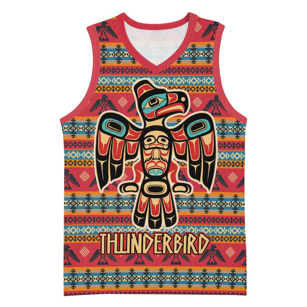 Thunderbird Totem Basketball Jersey Native American Geometric Tribal - Pacific Northwest Indigenous Art - Wonder Print Shop