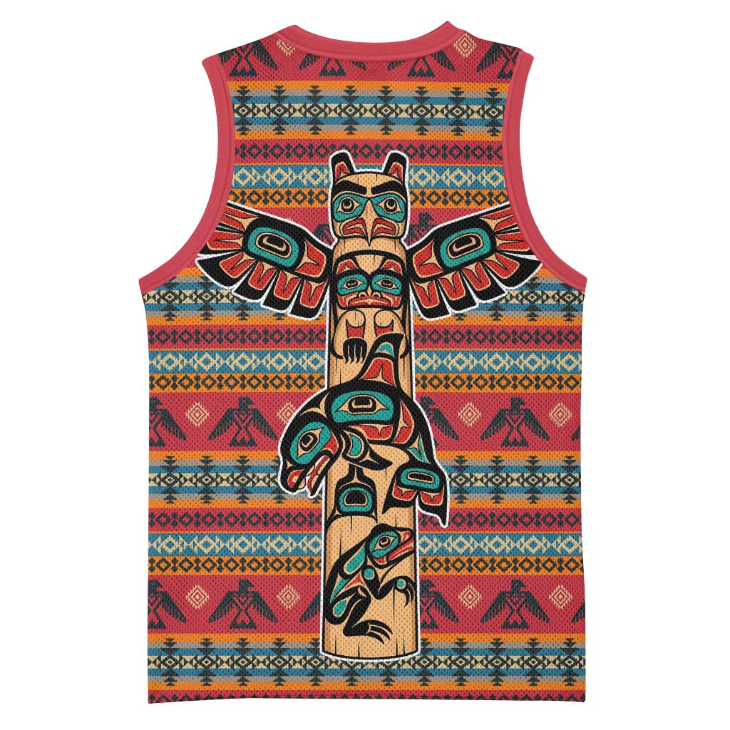 Thunderbird Totem Basketball Jersey Native American Geometric Tribal - Pacific Northwest Indigenous Art - Wonder Print Shop