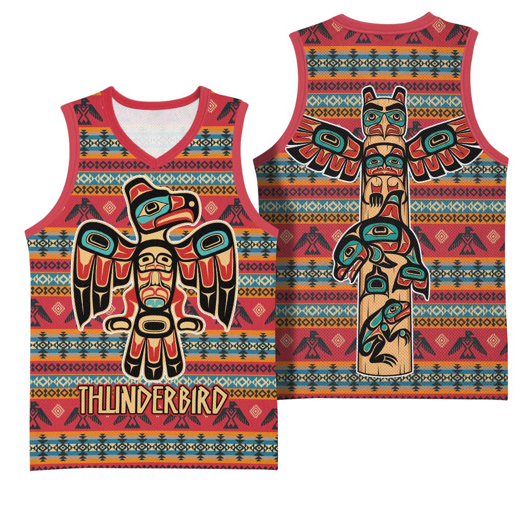 Thunderbird Totem Basketball Jersey Native American Geometric Tribal - Pacific Northwest Indigenous Art - Wonder Print Shop