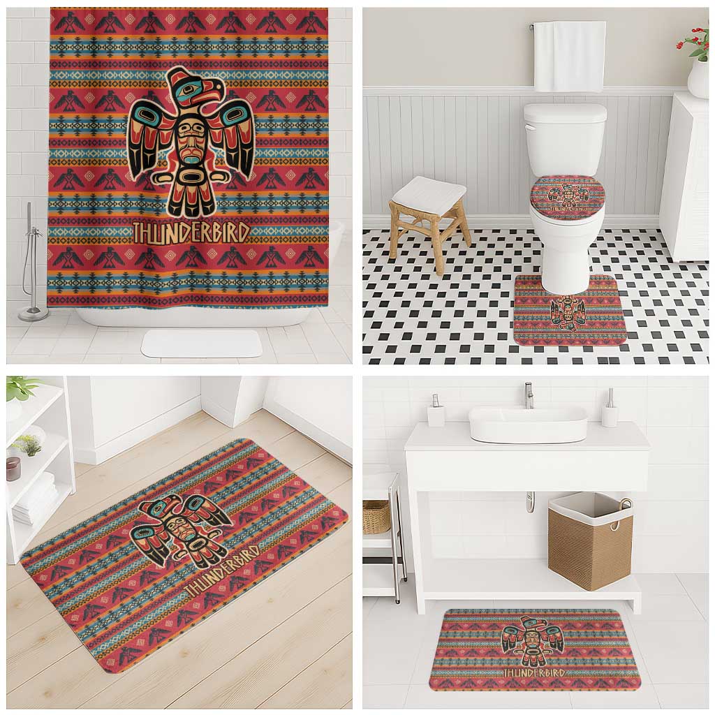 Thunderbird Totem Bathroom Set Native American Geometric Tribal - Pacific Northwest Indigenous Art - Wonder Print Shop