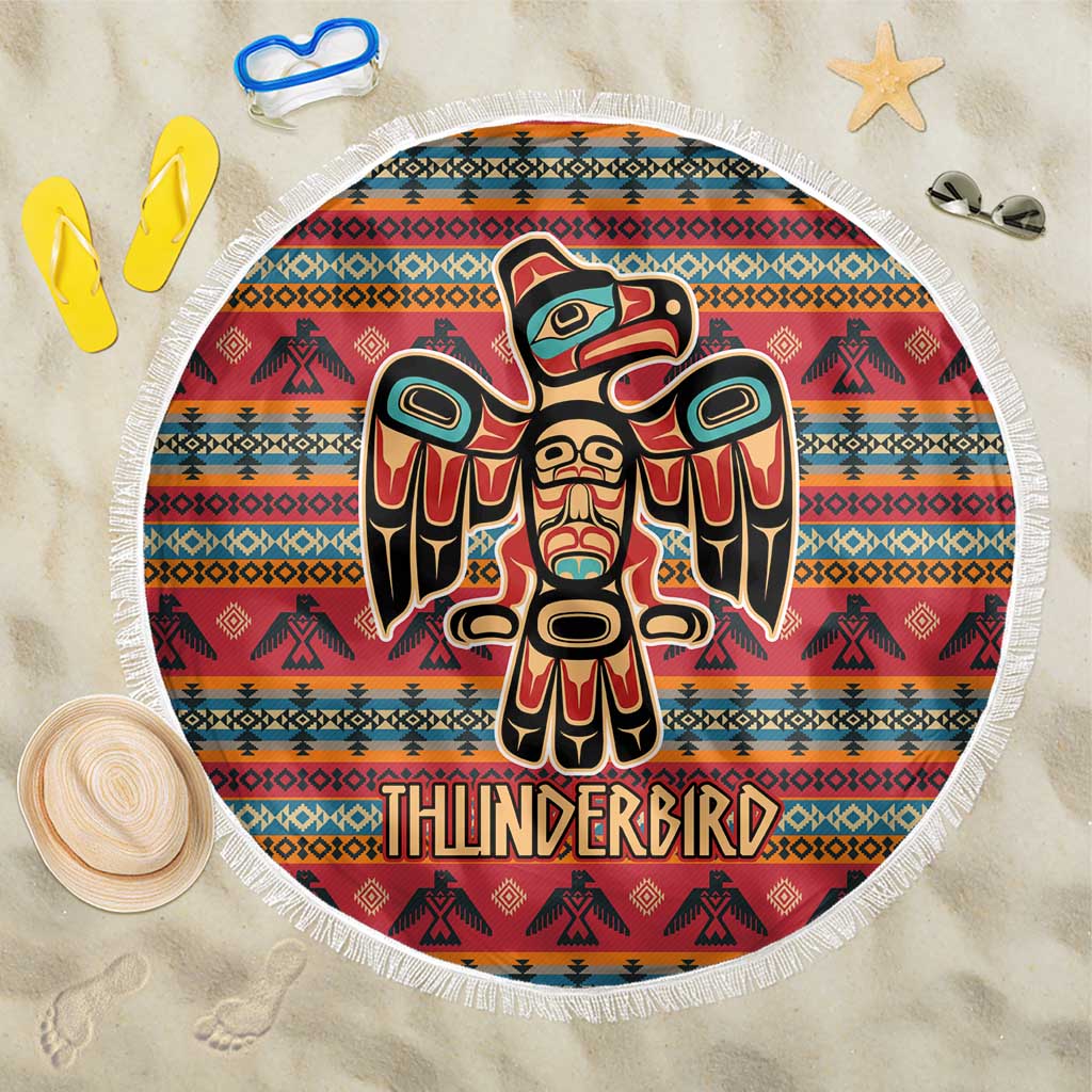Thunderbird Totem Beach Blanket Native American Geometric Tribal - Pacific Northwest Indigenous Art - Wonder Print Shop