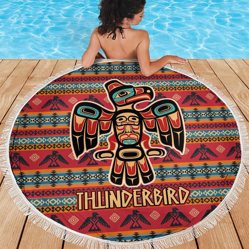Thunderbird Totem Beach Blanket Native American Geometric Tribal - Pacific Northwest Indigenous Art - Wonder Print Shop