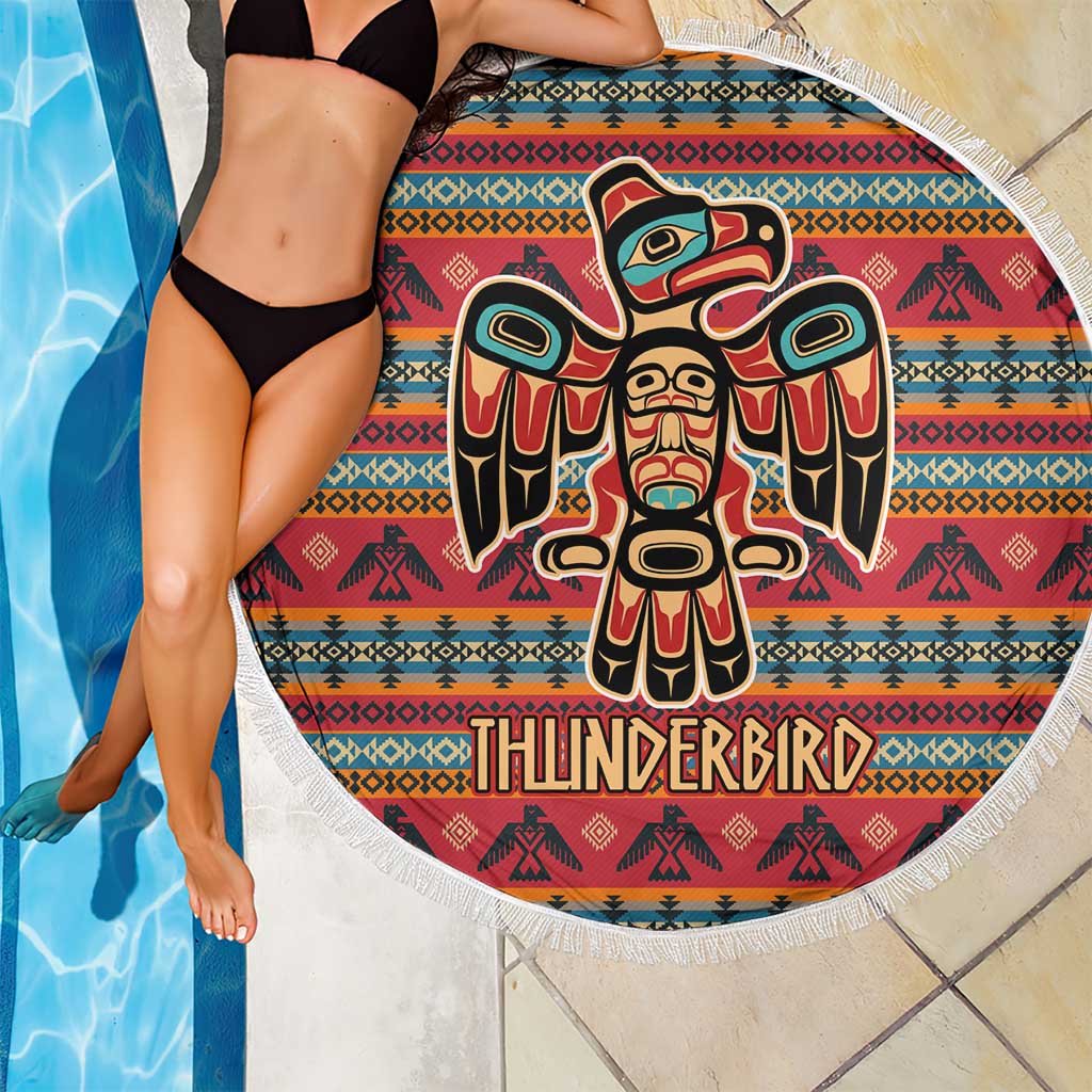 Thunderbird Totem Beach Blanket Native American Geometric Tribal - Pacific Northwest Indigenous Art - Wonder Print Shop