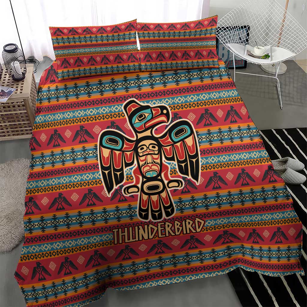 Thunderbird Totem Bedding Set Native American Geometric Tribal - Pacific Northwest Indigenous Art - Wonder Print Shop