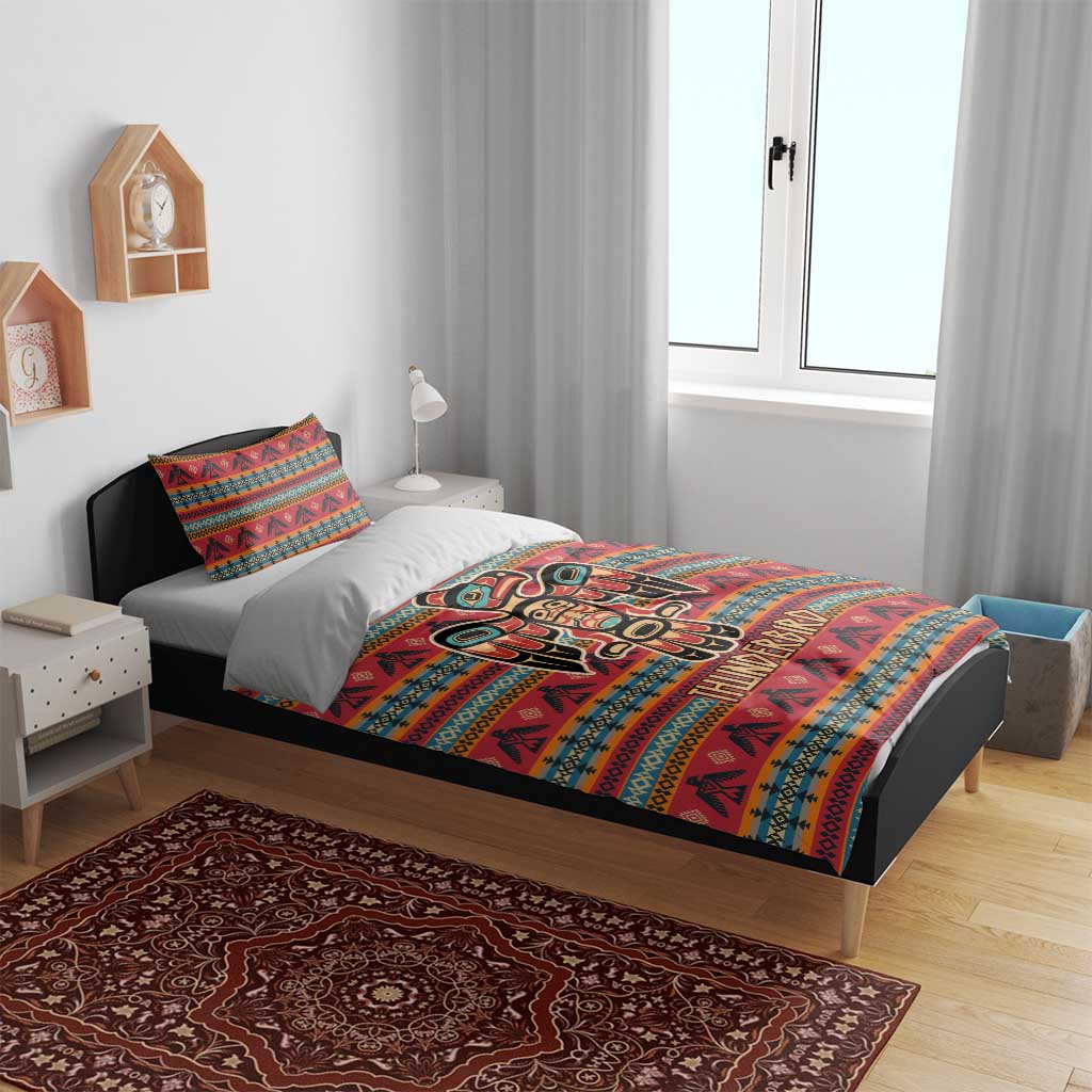 Thunderbird Totem Bedding Set Native American Geometric Tribal - Pacific Northwest Indigenous Art - Wonder Print Shop